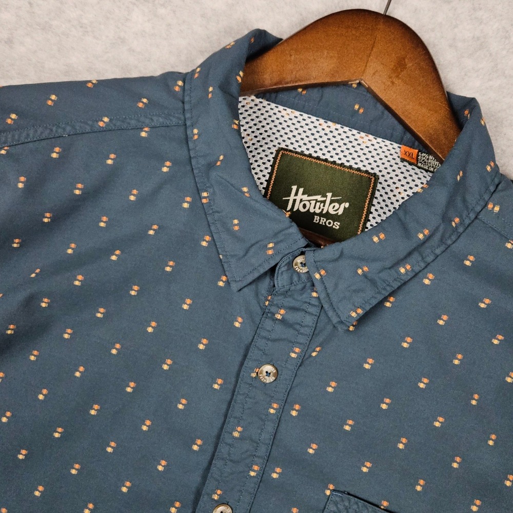 Howler Bros (Men's XXL) Blue Button Front H Bar B Outdoor Fishing Western Shirt